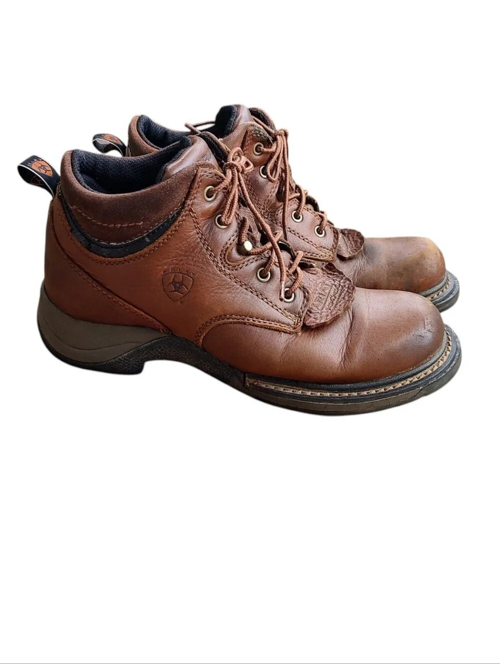 Ariat Brown Leather Lace-Up Ankle Work Boots